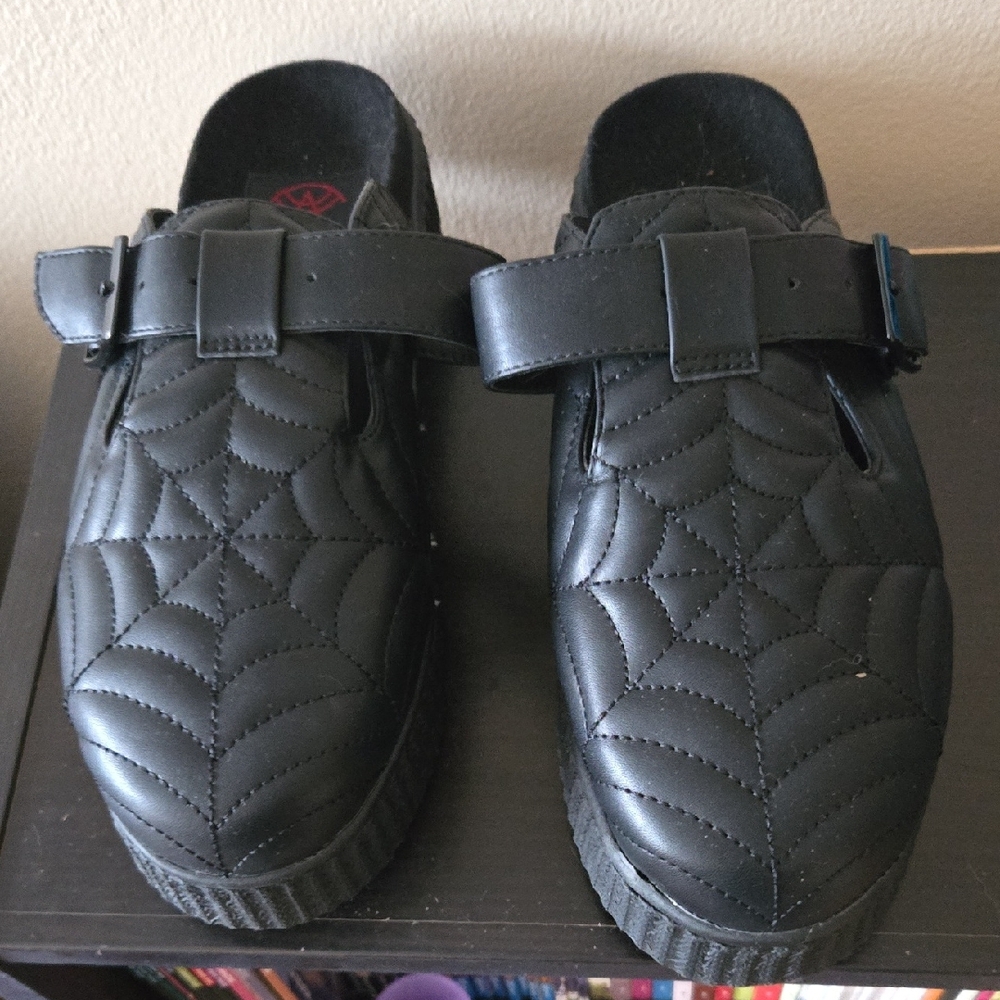 Black Strangecvlt Shoes with Spider Web Design